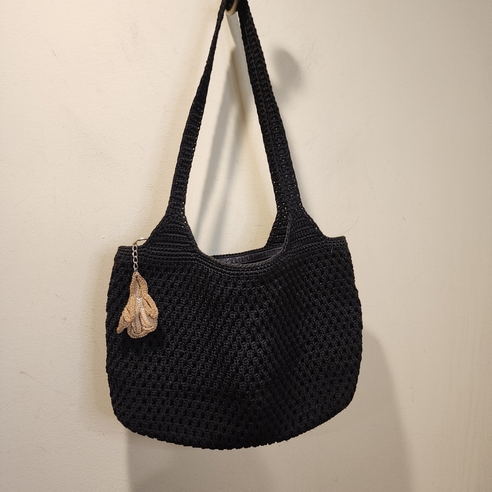 The Sak Chic Black Knit  Textured Shoulder Bag